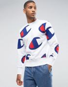 Champion Sweatshirt With All Over Large Logo Print - White