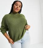 Threadbare Plus Chloe Turtle Neck Sweater In Olive-green