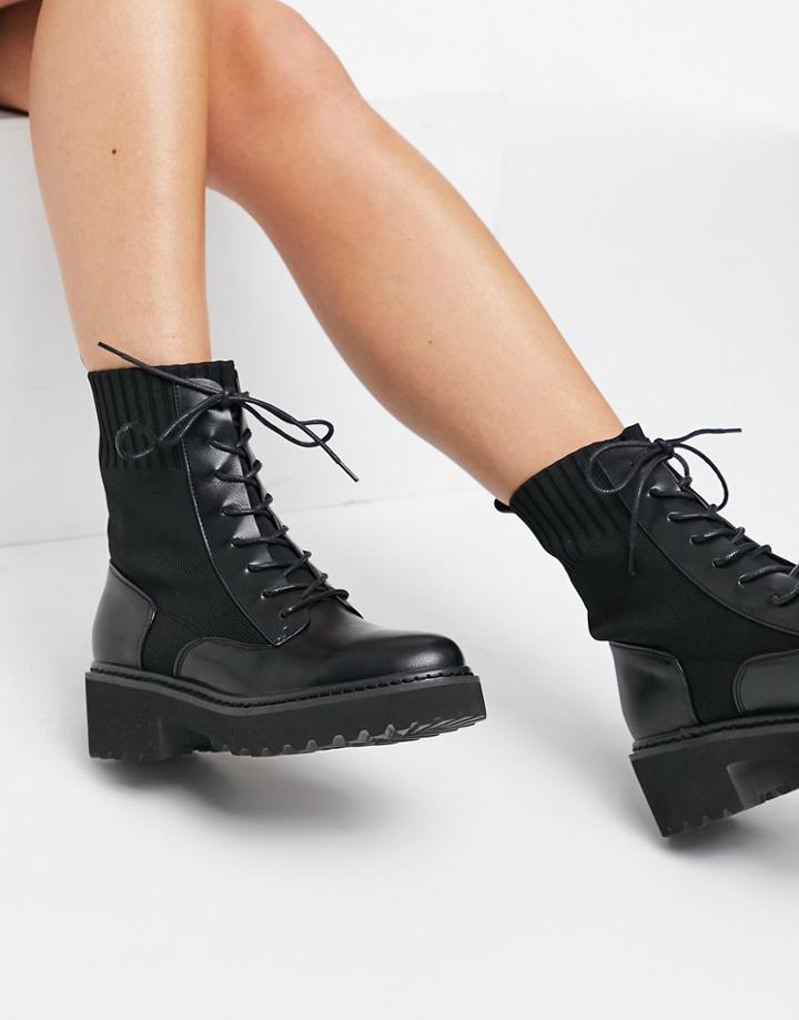 Raid Raine Boots With Sock Detail In Black