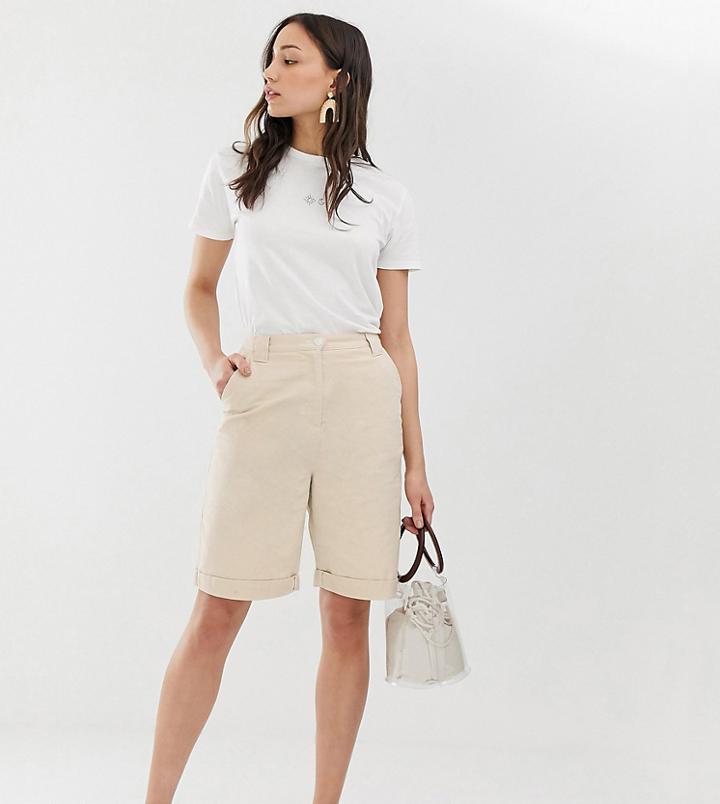 Asos Design Tall Utility City Short In Bone-cream