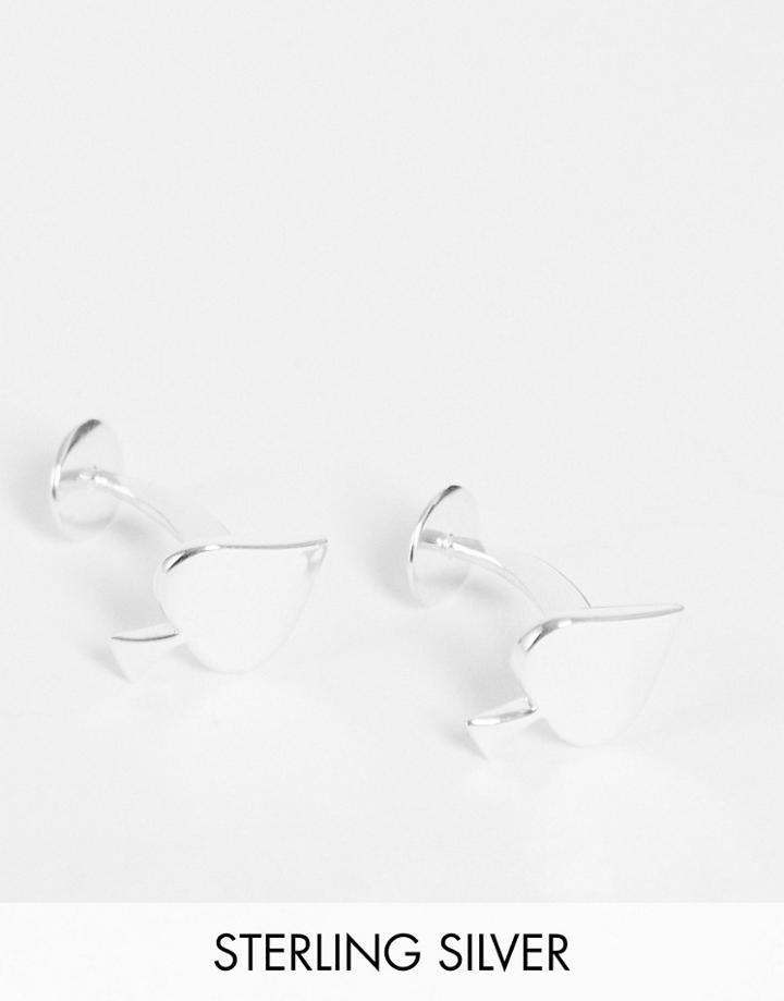 Asos Design Wedding Sterling Silver Cufflinks With Ace Of Spades Design