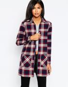 Only Longline Checked Shirt - Night Sky