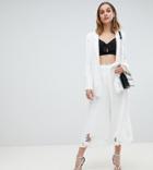 River Island Premium Lace Hem Wide Leg Pants - White