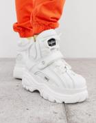 Buffalo London Classic Hightop Platform Sneakers In White - White