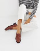 Asos Design Madora Premium Leather Loafers - Brown