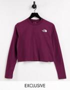 The North Face Cropped Long Sleeve T-shirt In Burgundy - Exclusive To Asos-red
