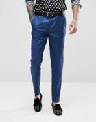 Devils Advocate Slim Fit Metallic Suit Pants - Blue