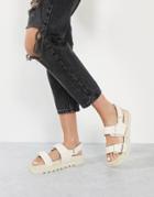 Truffle Collection Truffle Collection Buckle Flat Sandals In White