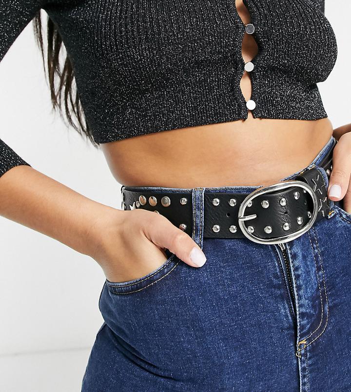 My Accessories London Exclusive Waist And Hip Belt With Star Detail In Black