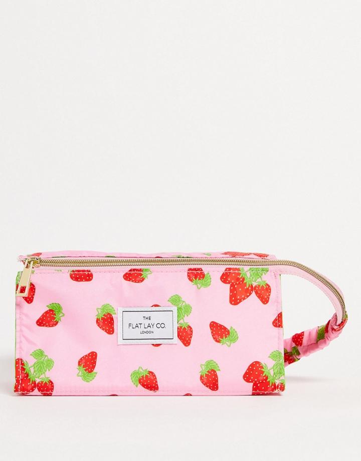 The Flat Lay Co. Box Bag In Strawberry Print And Green Gingham-multi