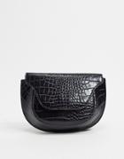 Glamorous Saddle Mini Bag In Black Croc