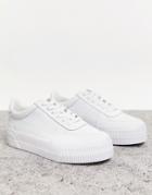 Asos Design Depart Leather Chunky Sneakers In White - White