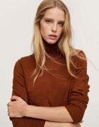 Mango Polo Neck Knitted Sweater In Brown