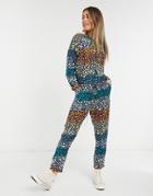 Never Fully Dressed Wrap Tie Roll Sleeve Jumpsuit In Mixed Spot Print-multi