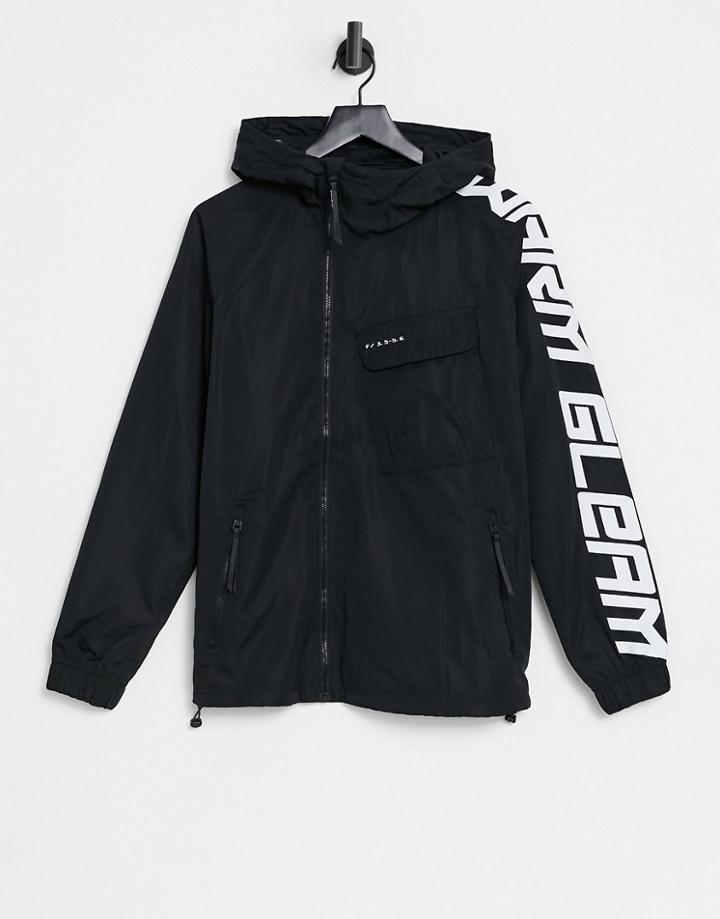 Bershka Hooded Jacket With Asymmetric Zip In Black