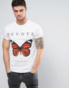 Devote T-shirt In White With Butterfly Logo - White