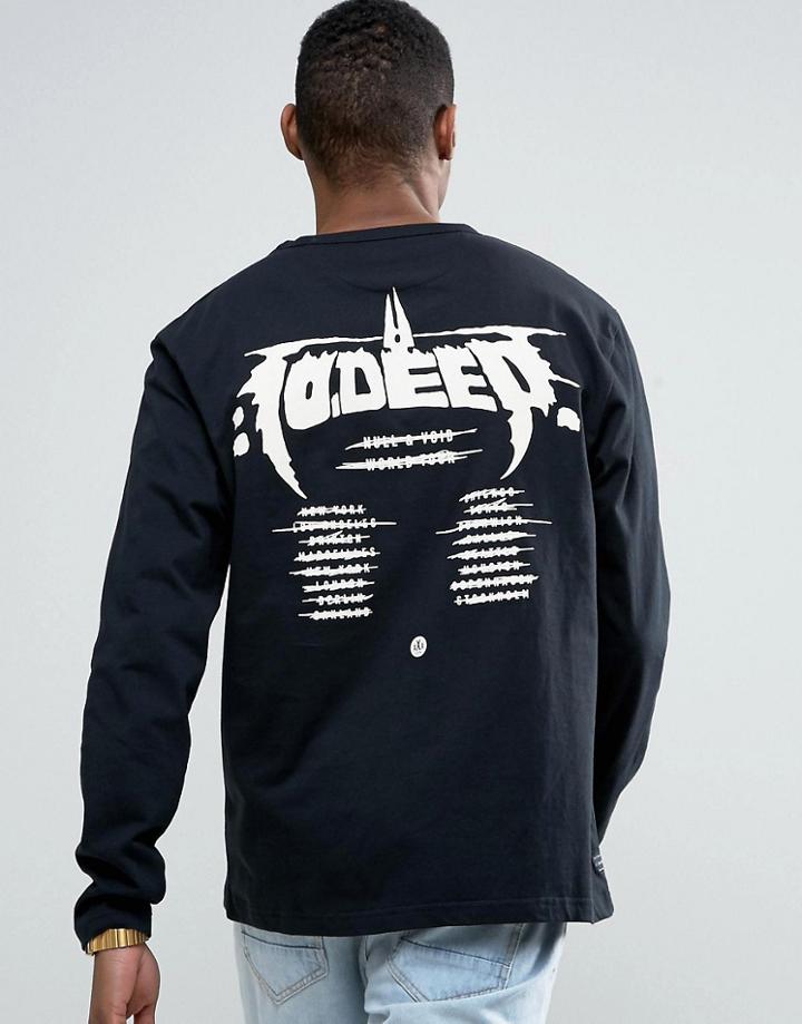 10 Deep Long Sleeve T-shirt With Tour Back Print - Black