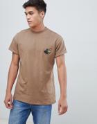 New Look T-shirt With Panther Embroidery In Mink - Pink