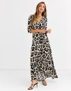 Liquorish Wrap Front Maxi Dress In Leopard Print
