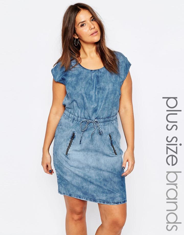 Junarose Acid Wash Denim Dress - Blue