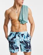 River Island Water Fluid Swim Shorts In Blue