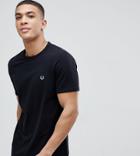 Fred Perry Pique Logo Crew Neck T-shirt In Black - Black