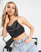 Asos Design Strappy Tie Back Top In Slinky In Black