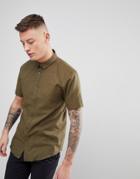 Only & Sons Short Sleeve Linen Shirt - Green