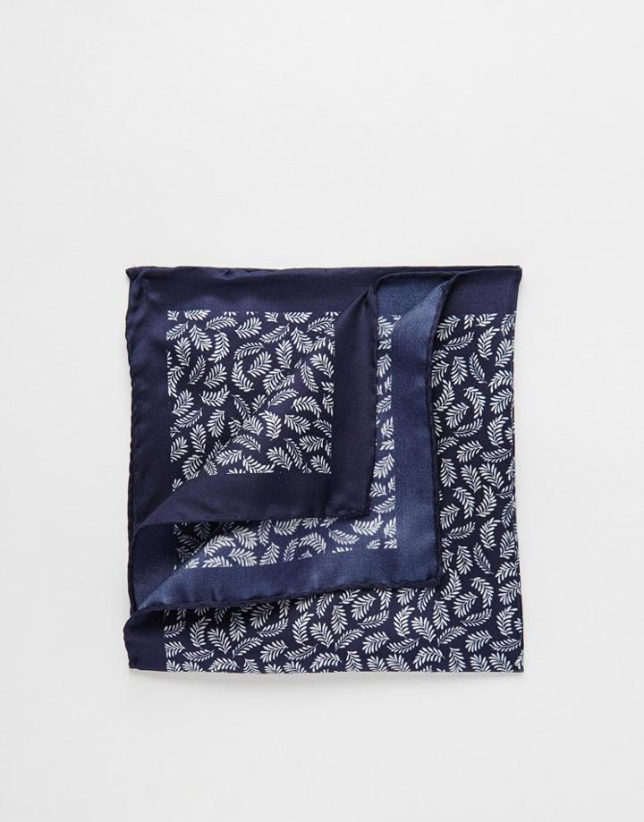 Ted Baker Leaf Print Silk Pocket Square - Blue