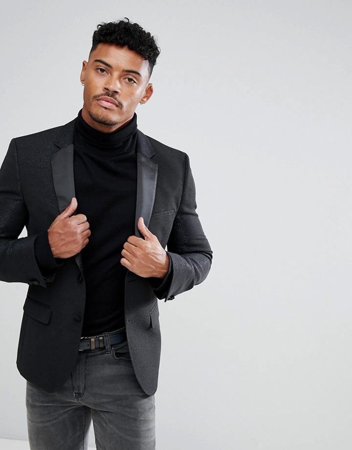 Hugo Sparkle Evening Blazer In Dark Navy - Navy