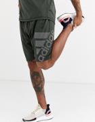 Adidas Performance Logo Shorts In Khaki-green