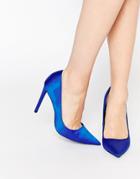 Asos Platinum Pointed High Heels - Bright Blue Satin