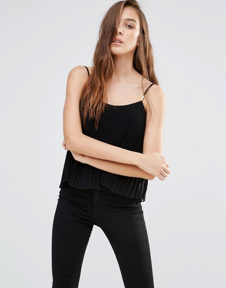 Pull & Bear Pleated Cami Top - White