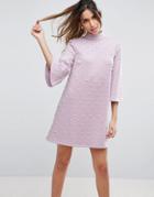Asos Pearl Shift Mini With Fluted Sleeve Dress - Purple
