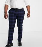 Twisted Tailor Plus Suit Pants In Navy Tonal Check