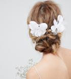 Asos Design Bridal Pack Of 2 Orchid Style Hair Clips - White