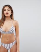 Missguided Stripe Triangle Bikini Top - Multi