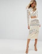 Starlet Embellished Pencil Skirt - Gold