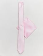 New Look Tie And Pocket Square Set In Pink - Pink