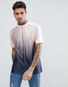 Asos Design Relaxed T-shirt With Ombre Dip Dye In Drape Fabric - Navy