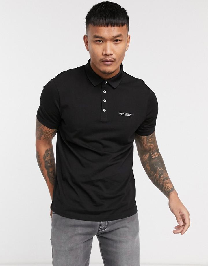 Armani Exchange Chest Logo Polo In Black