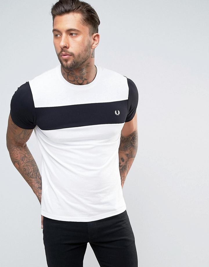 Fred Perry Chest Panel T-shirt Pique And Jersey In White - White