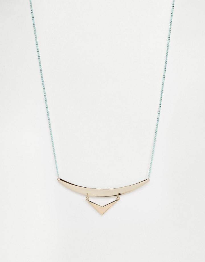 Orelia Colored Chain And Geo Bar Necklace - Pale Gold