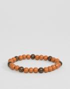 Jack & Jones Jacbob Beaded Bracelet In Tan - Black