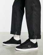 Fred Perry Twill Lace Up Sneaker In Black