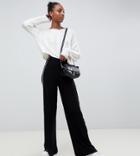 Asos Design Tall Contrast Piped Wide Leg - Black