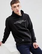 Threadbare Freedom Print Hoodie - Black