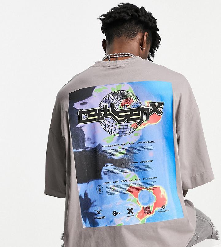 Collusion Oversized T-shirt With Print In Gray