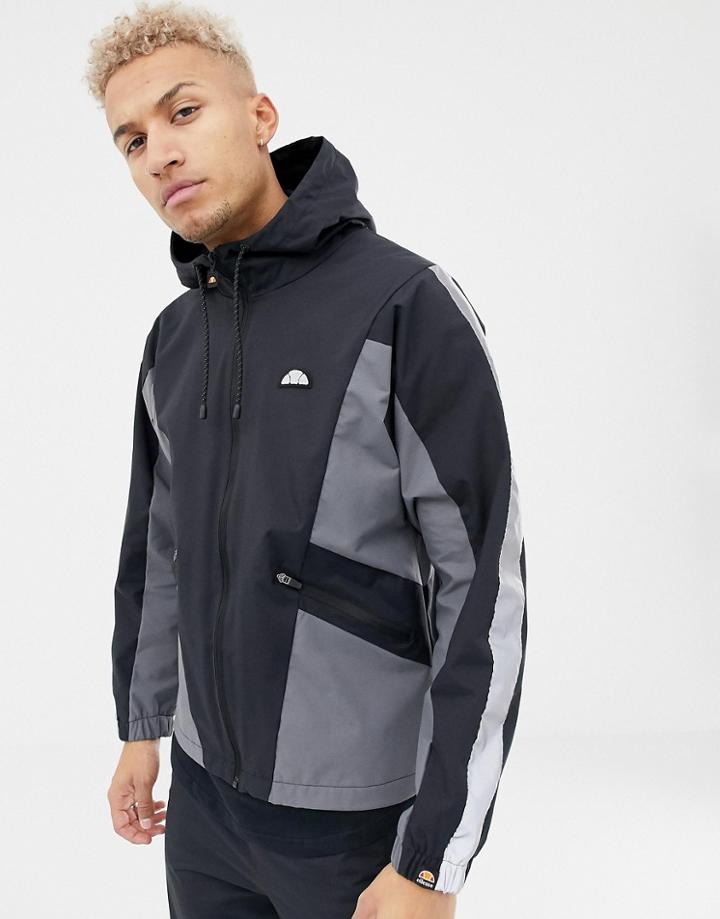 Ellesse Mannio Track Jacket With Reflective Sleeve Stripe In Black - Black