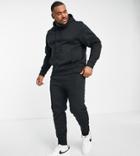 Threadbare Plus Overhead Hoodie & Sweatpants Tracksuit Set In Black
